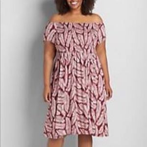 Lane Bryant Off-Shoulder Smocked Swing Dress